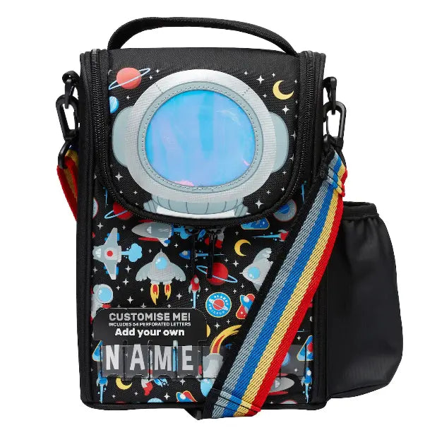 Kids astronaut lunch bag with black space design