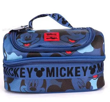 Blue Smiggle Mickey Mouse lunch bag with camo pattern and red label

