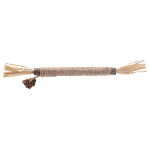 Bamboo skewers with a jute wrap on a white background