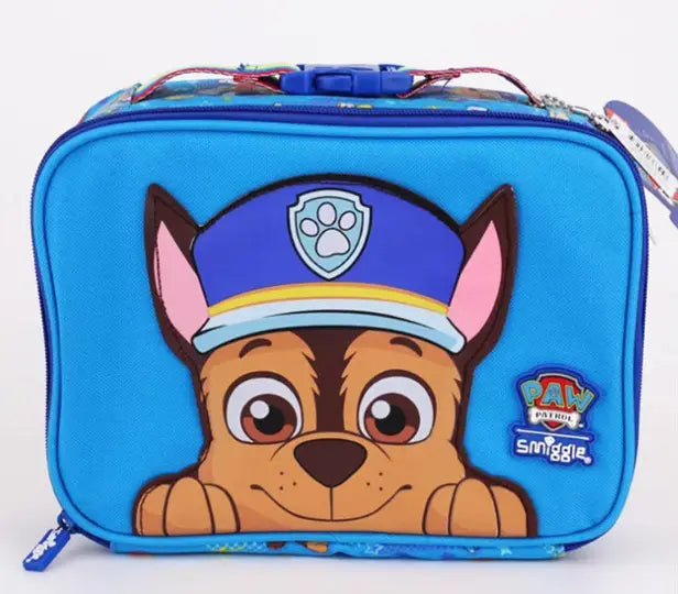 Blue Smiggle lunch bag with Chase Paw Patrol cartoon dog